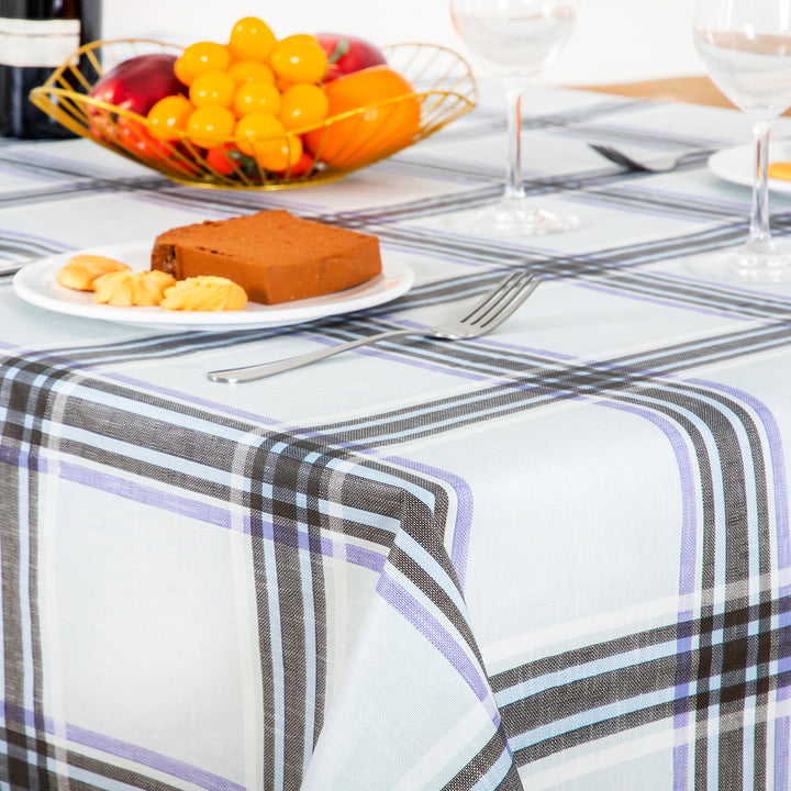 Classic Multi-color Gray purple grid Tablecloth Vinyl Surface with Flannel Backing Oilcloth Waterproof holiday