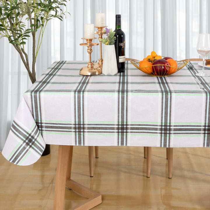 Classic Multi-color Green grid Tablecloth Vinyl Surface with Flannel Backing Oilcloth Waterproof holiday