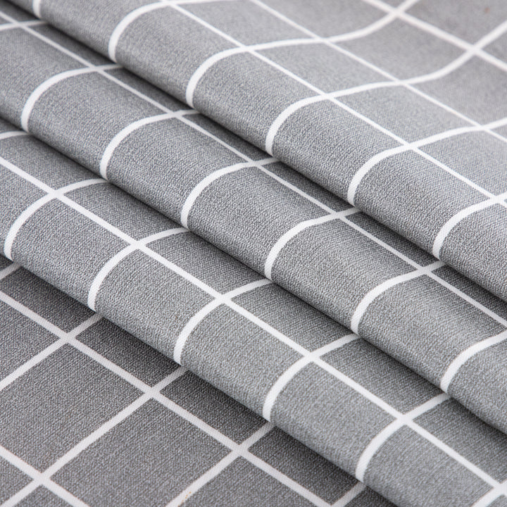 RAY STAR Grey background and white grid Tablecloth With Flannel Backing Round and Rectangle