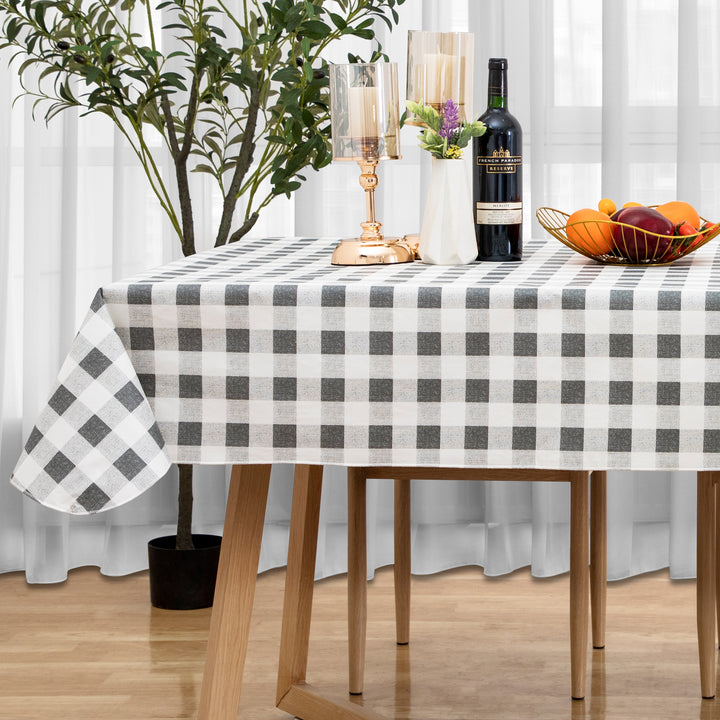 RAY STAR Gray grid Tablecloth With Flannel Backing Round and Rectangle