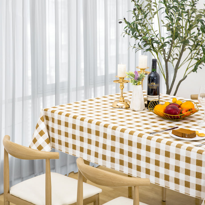 RAY STAR Yellow grid Tablecloth With Flannel Backing Round and Rectangle