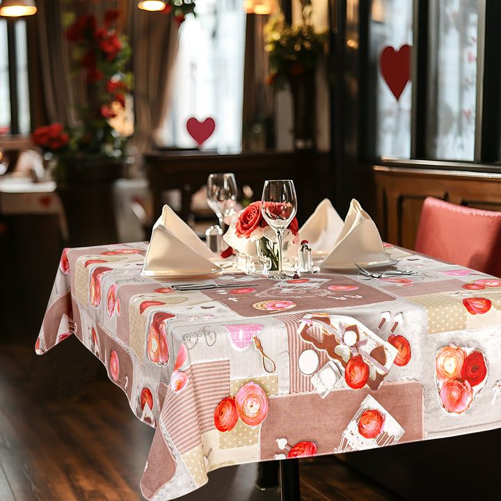 RAY STAR Valentine's Day special Pink and Colorful Tablecloth With Flannel Backing Round and Rectangle