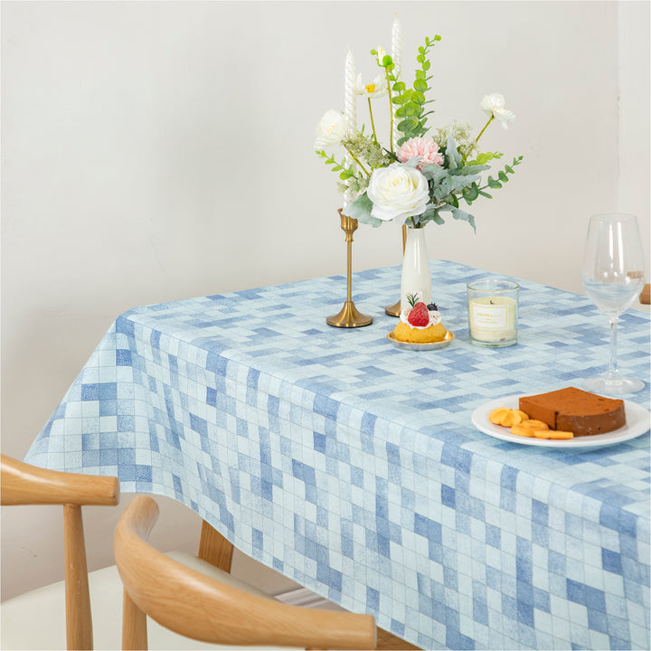 RAY STAR Cute Grip Tablecloth With Flannel Backing Round and Rectangle (Gradient Blue small)