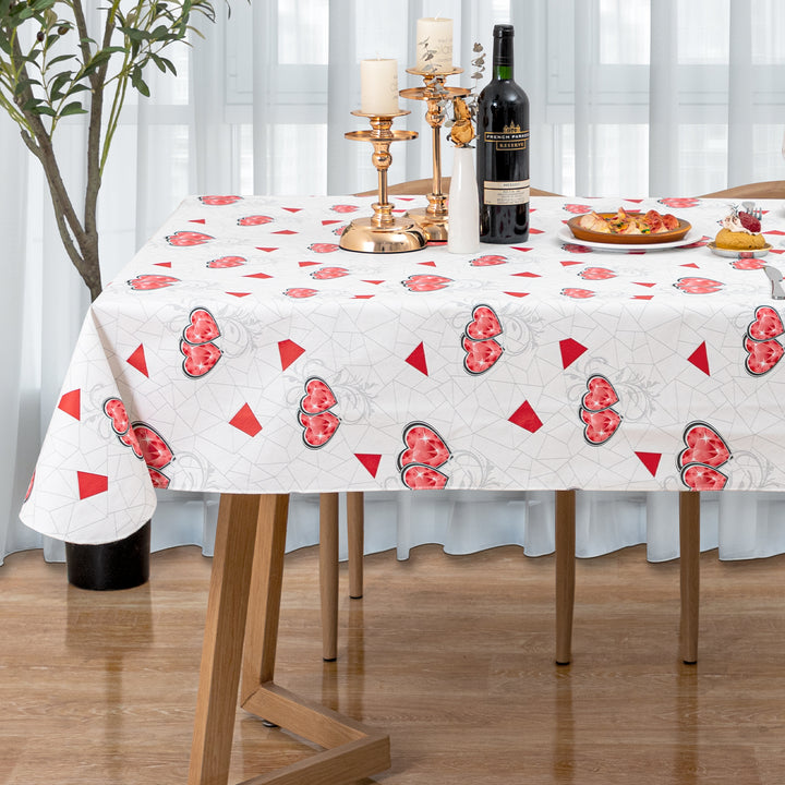 RAY STAR Valentine's Day special pink red crystal heart Tablecloth With Flannel Backing Round and Rectangle