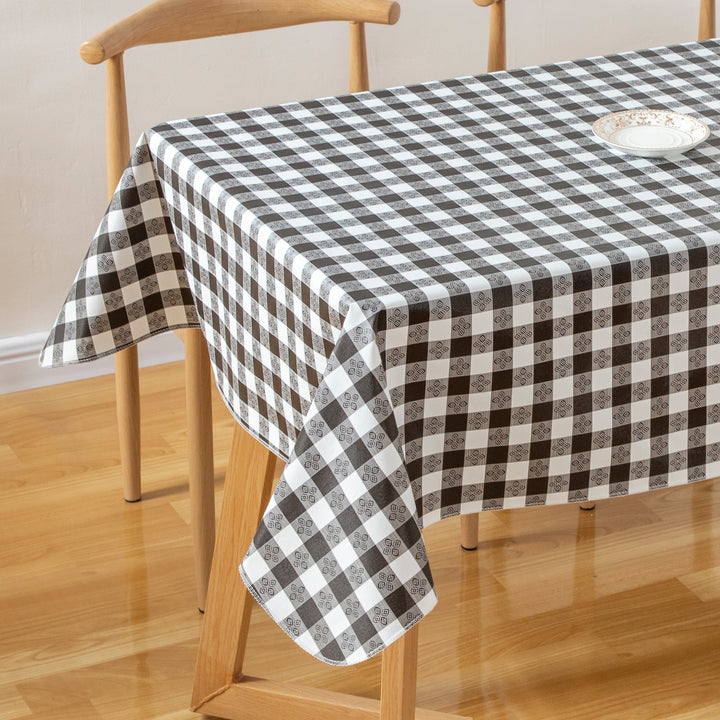 RAY STAR Black checkered dark flower Tablecloth With Flannel Backing Round and Rectangle